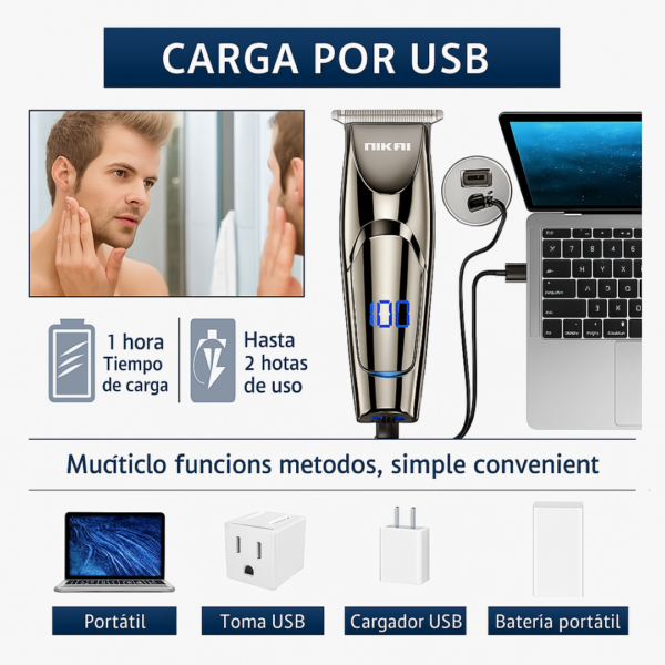 Afeitadora Barba Pelo Recargable USB