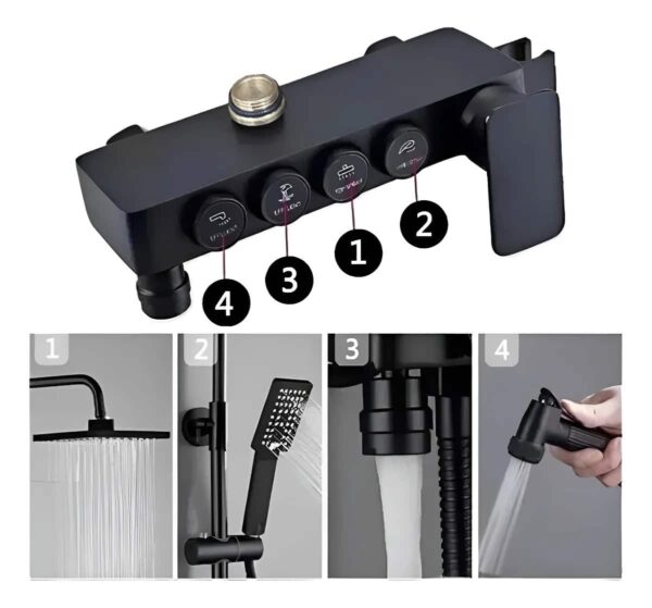 Llave Ducha Tina Columna Monomando Negro